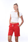 kadın Kırmızı 2 iplik cepli şort