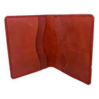 El Yapımı Hakiki Crazy Deri Pasaportluk Kırmızı