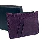 El Yapımı Hakiki Crazy Deri  Kartlık Mor