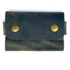 El Yapımı Hakiki Crazy Deri Kartlık Gri