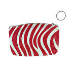 Bozuk Para Cüzdanı Anahtarlık Zebra Desenli Kırmızı Renk