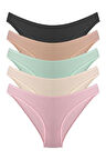 Kadın Pamuklu ve Likralı Fitilli Kaşkorse Bikini Külot 5'li Paket