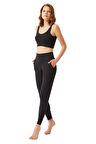 Siyah Yüksek Bel Kadın Çift Cepli Jogger Eşofman Altı