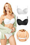 Balenli Toparlayıcı Dolgusuz Straplez Lotus Sütyen 2'li Paket