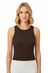Premium - Tide Collection | Kahverengi Bisiklet Yaka Bürümcük Dokulu Kolsuz Kadın Crop Bluz