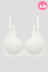 Seamless Bra - Nuvia |Krem Lazer Kesim Klipsli Önden Açılabilir Rib Dokulu Dikişsiz Emzirme Sütyeni