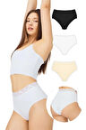 Basic Yüksek Bel Lazer Kesim Bikini Külot 3'lü Paket - 3