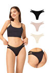 Çift File Lastikli Lazer Kesim Brezilya Külot 3'lü Paket - 3