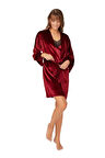 Vişne Kadife Kadın Sabahlık