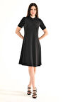 Zumoo Siyah Polo Yaka Günlük Elbise