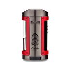 Lubinski Sehpalı Kılıflı Dört Torch Puro Çakmağı Gunmetal-Kırmızı