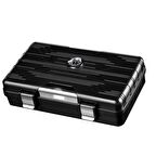 Lubinski Seyahat Tipi Puro Kutusu Humidor Siyah-Gümüş(10Cigar)