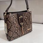 Armine Kadın Çanta Yılan Desen Kahve AR36102