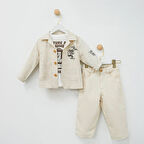Keten Ceketli 3'lü Erkek Çocuk Takım Bej