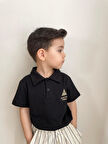 Nakışlı Polo Yaka T-shirt Siyah