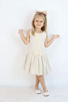 Balon Etek Keten Dantelli Kız Çocuk Elbise