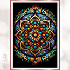 Rengarenk Dekoratif Mandala Duvar Tablosu