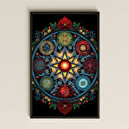 Renkli Mandala Tasarımlı Mistik Dekoratif Duvar Tablosu