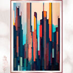 Modern Soyut Şehir Tablosu - Pleksi Blok Sanat Dekorasyonu