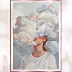 Bulut Kafalı Kadın - Soyut Duygusal Poster