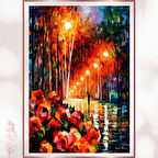 Renkli Yağmurlu Yol Tablosu - Romantik Pleksi Duvar Dekoru