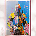 Renk Patlamalı Zırhlı Şövalye - Modern Art Poster