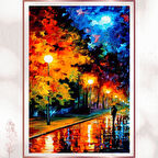 Yağmur Altında Yürüyen Figür Pvc Tablo - Renkli Pvc Tablo