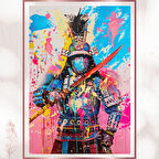 Renkli Samuray - Sokak Sanatı Temalı Modern Poster