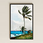 Palmiye ve Deniz Manzaralı Tropik UV Baskı Tablo