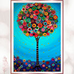 Renkli Çiçek Ağacı Tablosu - Neşeli ve Canlı Pleksi Dekor