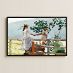 Çit Üstünde El Ele Tutuşan Çift UV Baskılı Tablo