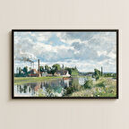 Nehir Kenarında Fabrika - UV Baskılı Manzara Tablosu