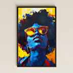 Retro Tarzı Afro Kadın Portresi UV Baskılı Dekoratif Tablo