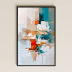 Turuncu ve Siyah Geometrik Soyut Tablo - UV Baskılı