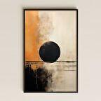 Turuncu ve Siyah Minimal Güneş - UV Baskılı Soyut Tablo