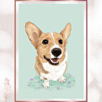 Mutlu Corgi - Sevimli Çizim Hayvan Poster