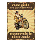 Kadın Motosikletçiler İçin Retro Dekoratif Ahşap Tablo