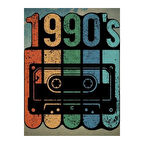 1990'lar Retro Kaset Temalı Dekoratif Ahşap Tablo
