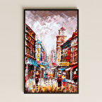 Renkli Şehir Sokakları Tablosu - UV Baskılı Modern Manzara