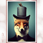 Şapkalı Zarif Tilki - Mizahi Modern Sanat Posteri