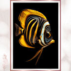 Sanatsal Çizgili Balık - Modern Deniz Estetiği Posteri