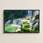 Katmanlı Tropik Şelale UV Baskılı Doğa Tablosu