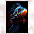 Galaksi Desenli Balık - Modern Neon Su Altı Sanat Posteri