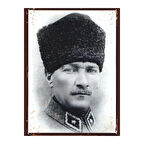 Atatürk Kalpaklı Portre Tablosu | Retro MDF Duvar Posteri