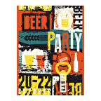 Beer Party Retro Poster | Renkli Bira Temalı Tablo