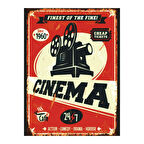 Retro Sinema Temalı Ahşap Poster Tablo | Vintage Film Dekorasyonu
