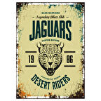 Jaguars Desert Riders Motosiklet Kulübü Temalı Ahşap Retro Poster Tablo