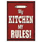 My Kitchen My Rules Yazılı Ahşap Retro Mutfak Posteri