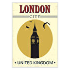 London City Big Ben Temalı Ahşap Retro Poster Tablo