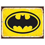 Batman Logo Retro Ahşap Poster Tablo | Süper Kahraman Temalı Vintage Dekor